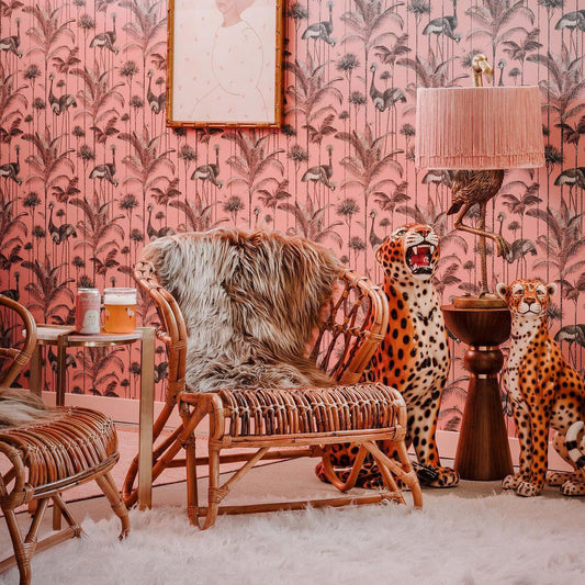 Wild Palm Springs wallpapered lounge from Divine Savages & BustyLush