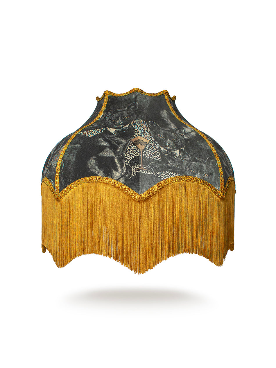 Cat-titude 'Divine Gold' Fringed Lampshade