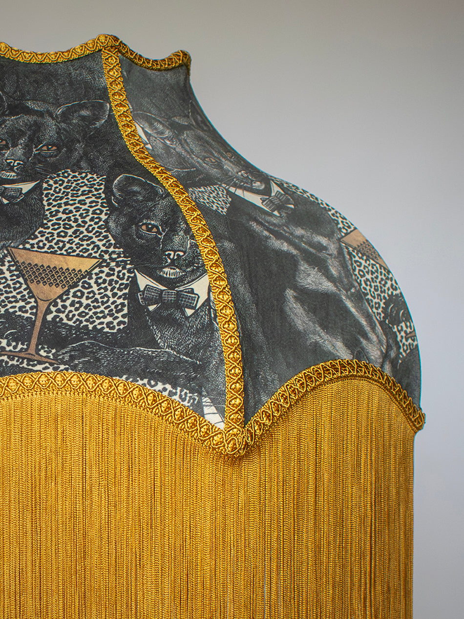 Cat-titude 'Divine Gold' Fringed Lampshade