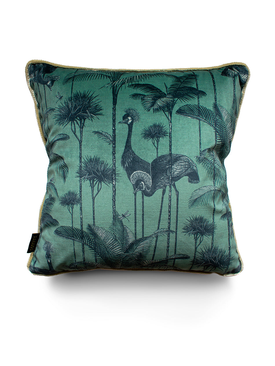 Crane Fonda 'Jade Green' Velvet Cushion