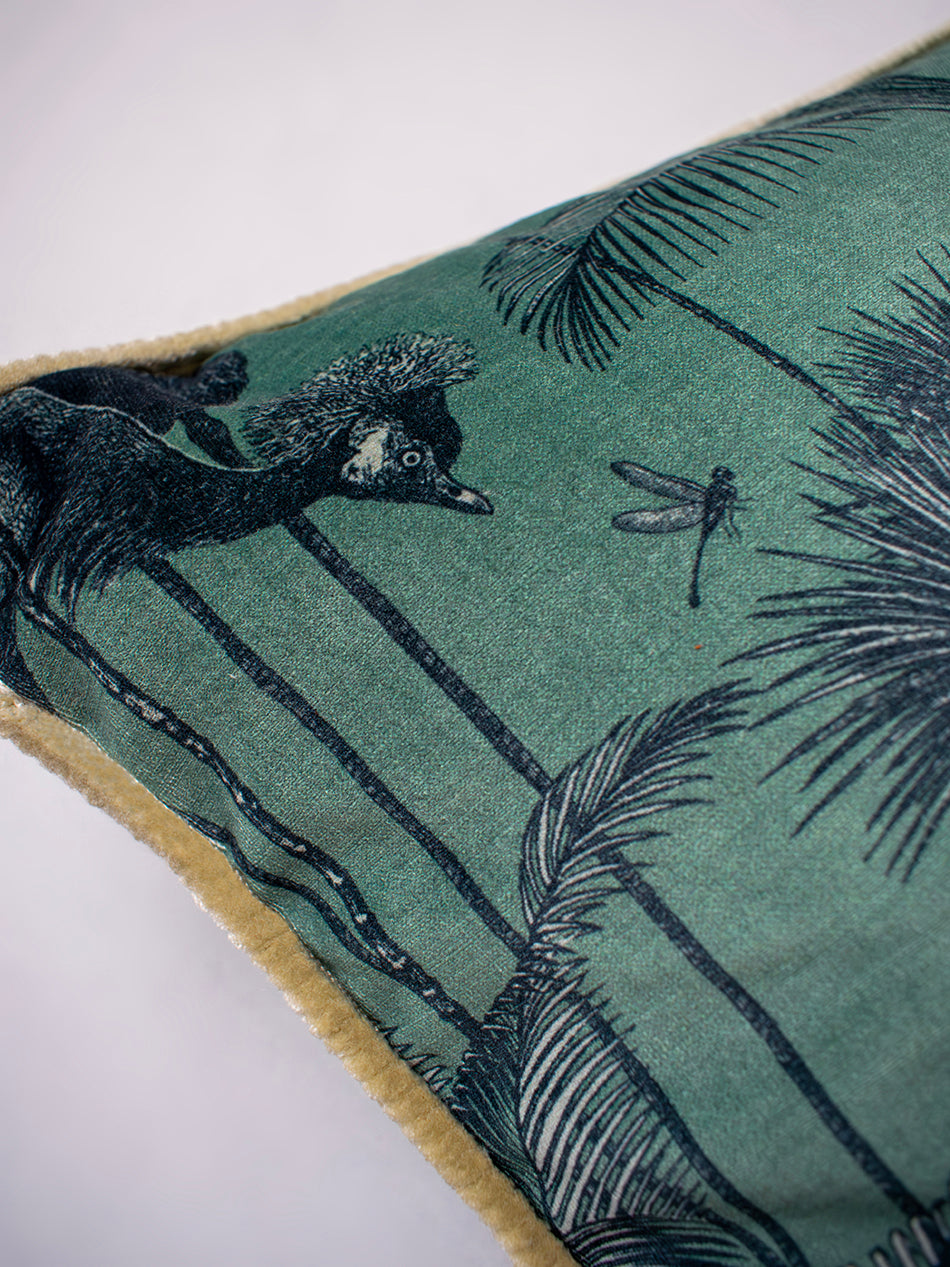 Crane Fonda 'Jade Green' Velvet Cushion