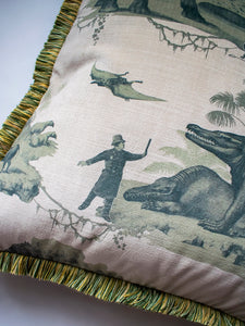 Extinctopia 'Galapagos Green' Fringed Velvet Cushion