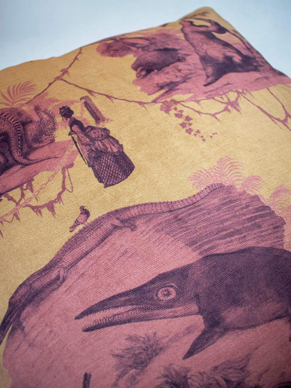 Extinctopia 'Rhubarb and Custard' Velvet Cushion
