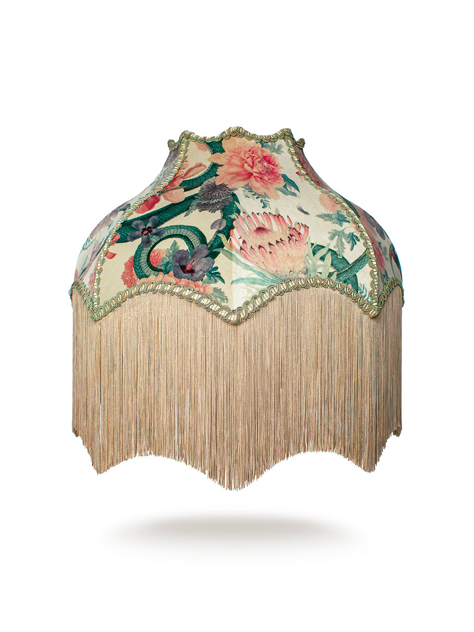 Forbidden Bloom 'Bone White' Fringed Lampshade