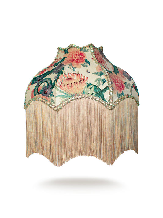 Forbidden Bloom 'Bone White' Fringed Lampshade