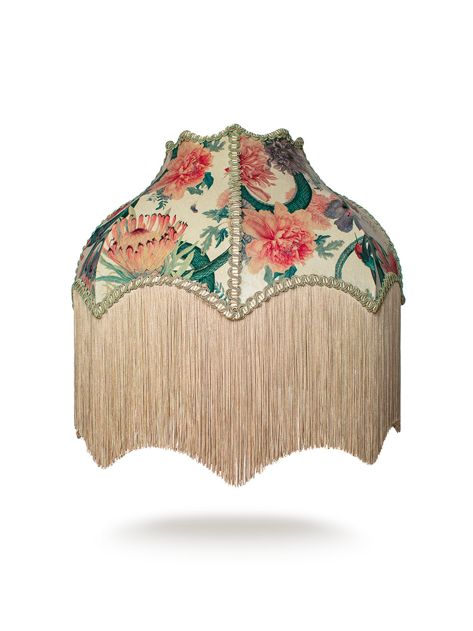 Forbidden Bloom 'Bone White' Fringed Lampshade