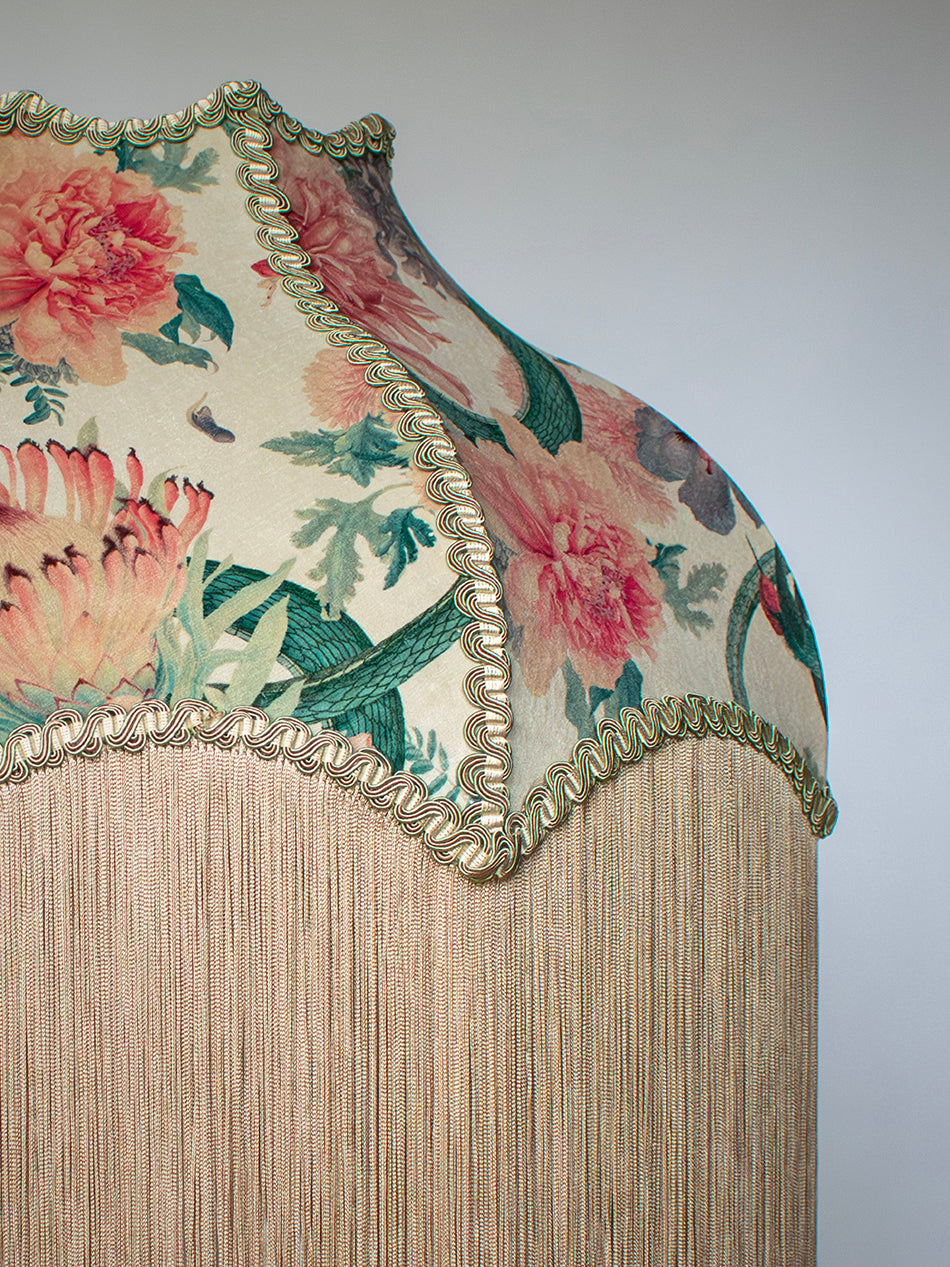 Forbidden Bloom 'Bone White' Fringed Lampshade
