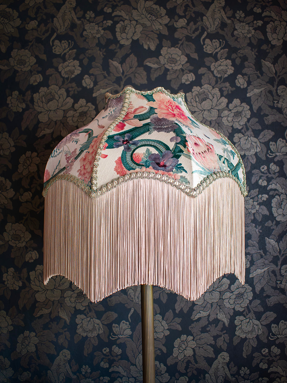 Forbidden Bloom 'Bone White' Fringed Lampshade