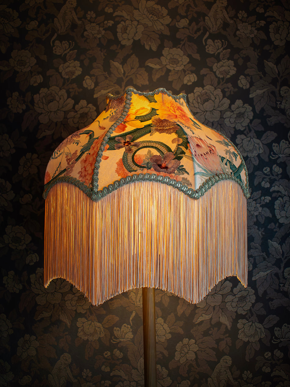 Forbidden Bloom 'Bone White' Fringed Lampshade