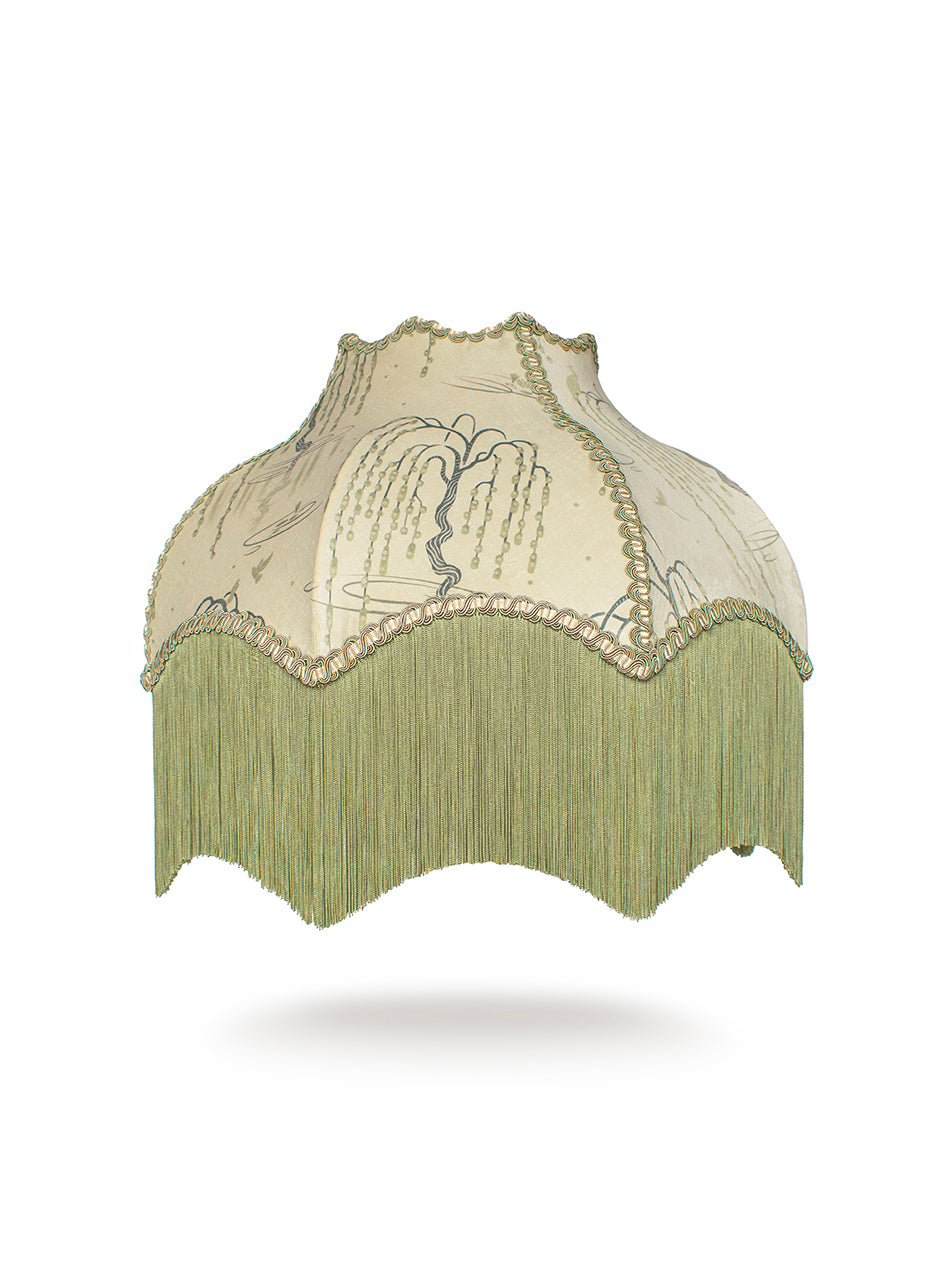 Kyoto Blossom 'Zen Sage' Fringed Lampshade