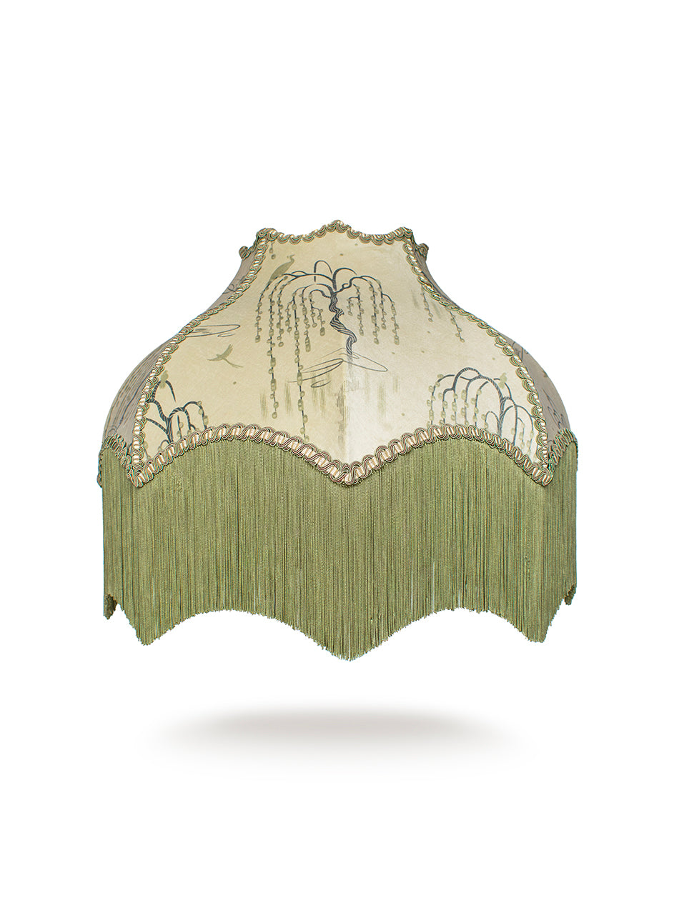 Kyoto Blossom 'Zen Sage' Fringed Lampshade