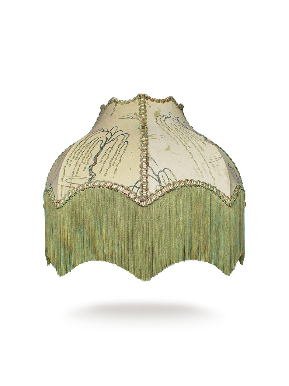 Kyoto Blossom 'Zen Sage' Fringed Lampshade