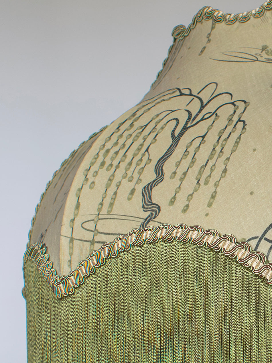 Kyoto Blossom 'Zen Sage' Fringed Lampshade