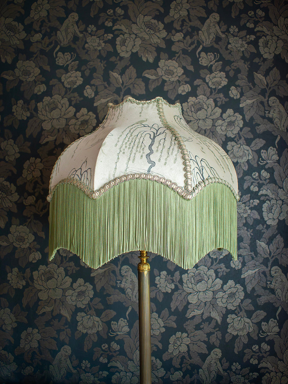 Kyoto Blossom 'Zen Sage' Fringed Lampshade