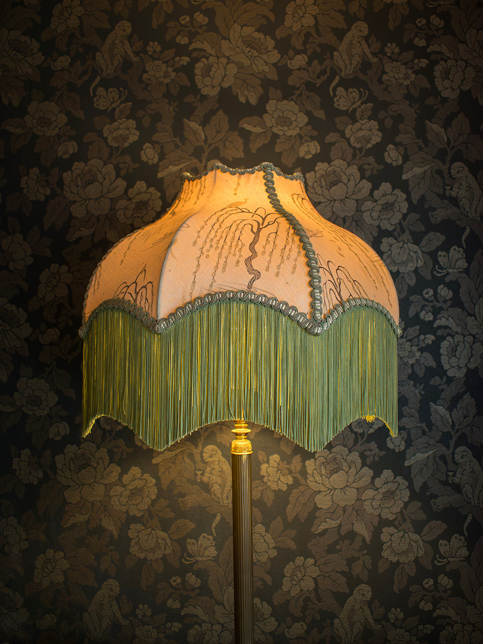 Kyoto Blossom 'Zen Sage' Fringed Lampshade