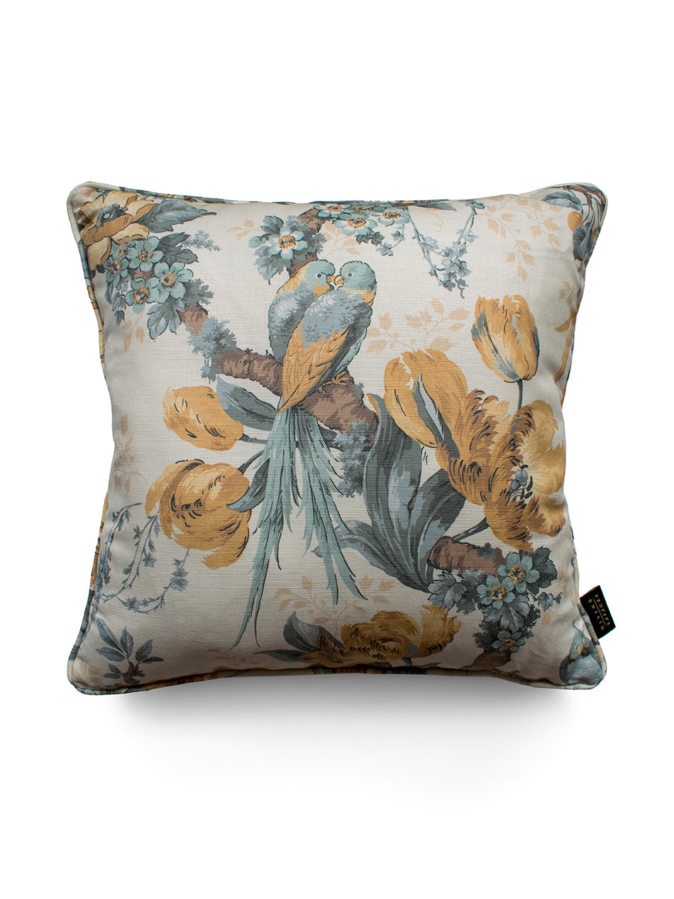 Lovebirds 'Honey' Linen Cushion