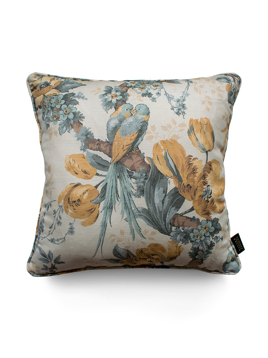 Lovebirds 'Honey' Linen Cushion