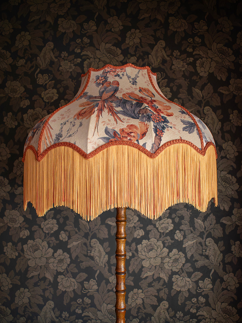 Lovebirds 'Papaya' Fringed Lampshade