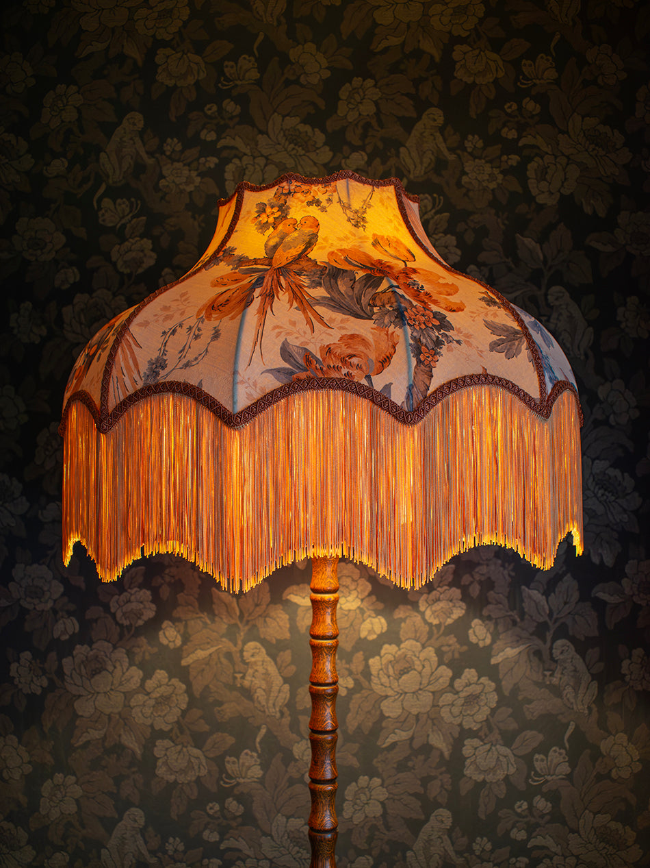 Lovebirds 'Papaya' Fringed Lampshade
