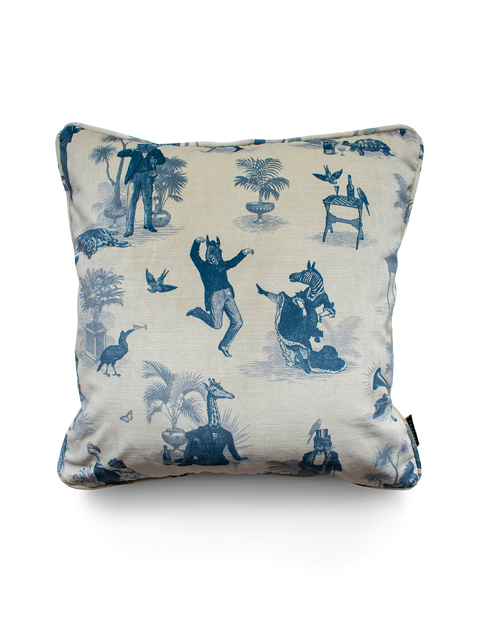 Safari Soirée 'Heron Blue' Velvet Cushion – Divine Savages