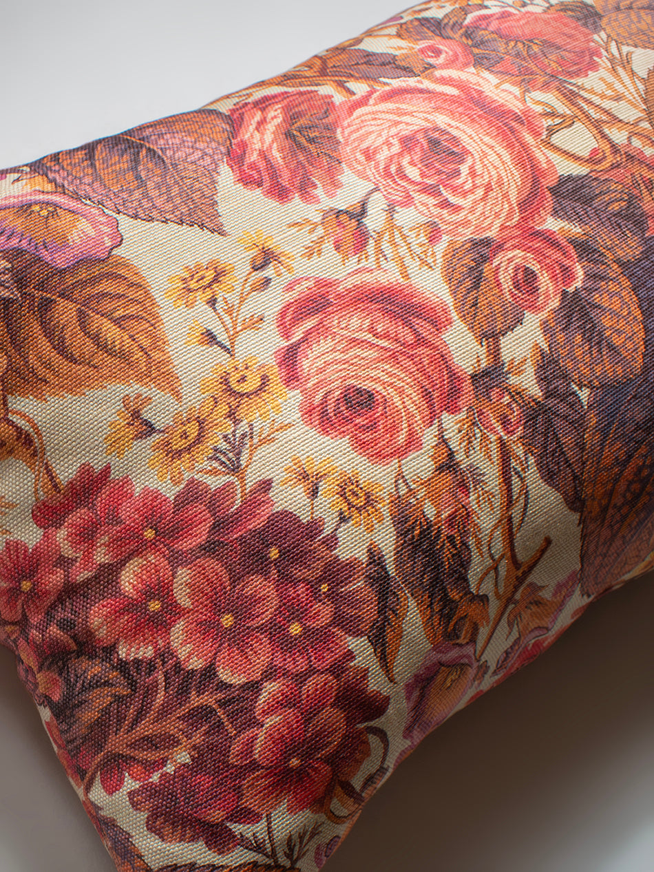 The Brambles 'Antique Rose' Rectangle Linen Tasseled Cushion