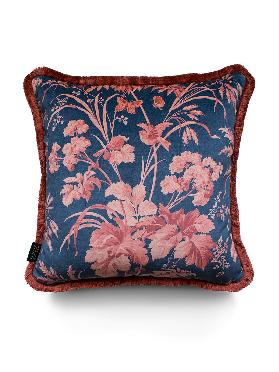 Where The Wildflowers Grow 'Dusk' Fringed Velvet Cushion