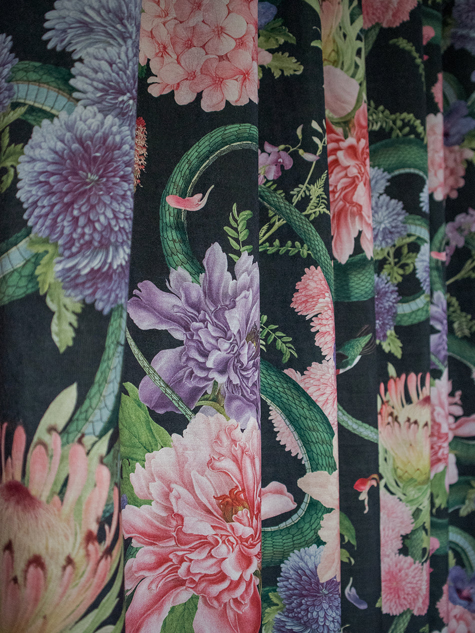 Forbidden Bloom 'Black' Recycled Velvet Sample