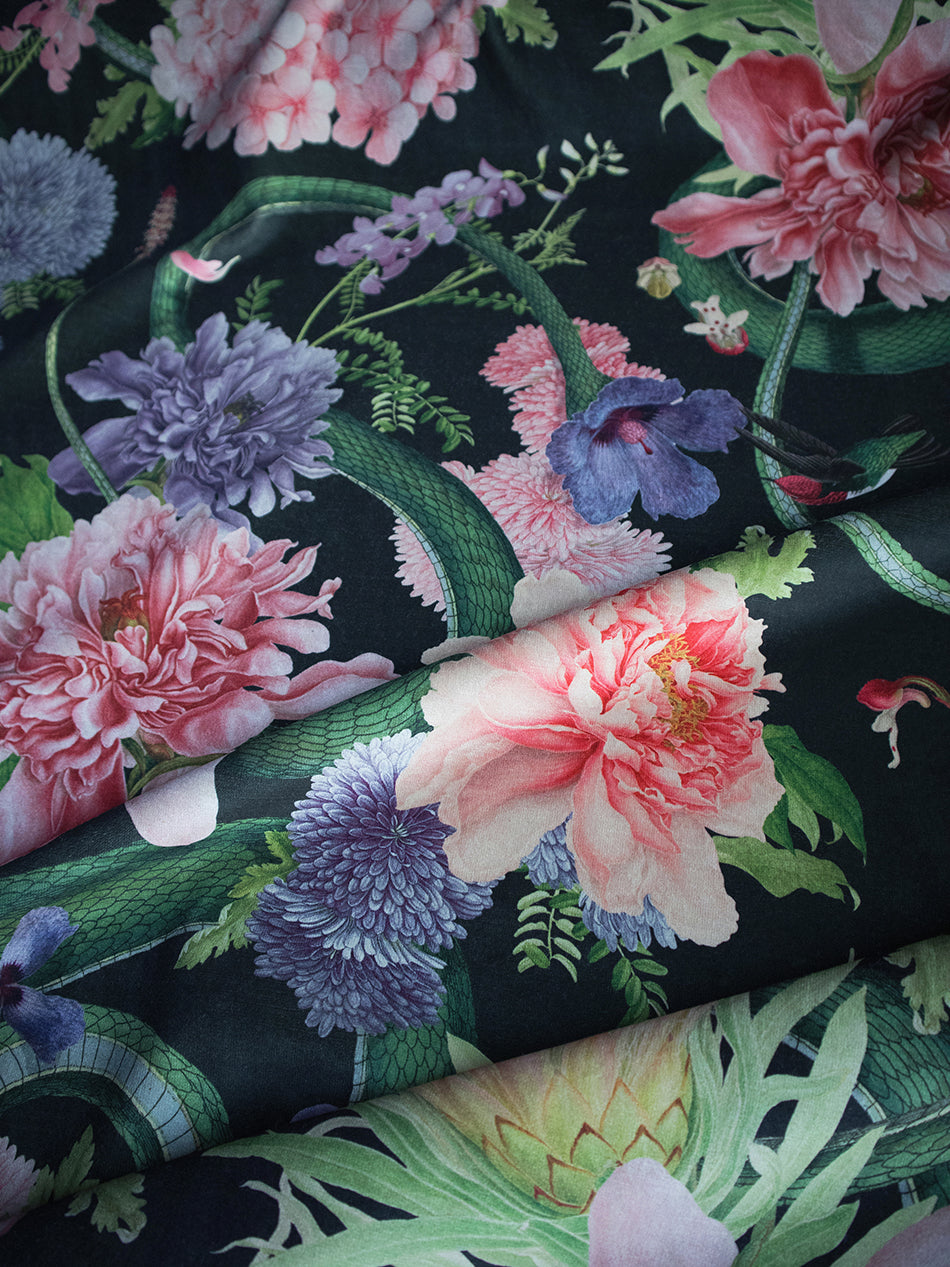 Forbidden Bloom 'Black' Recycled Velvet Sample
