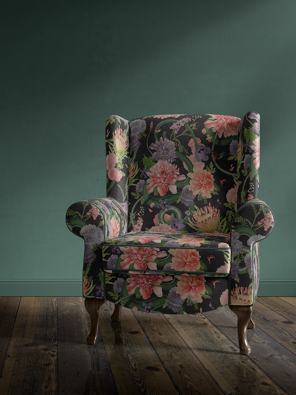 Forbidden Bloom 'Black' Recycled Velvet