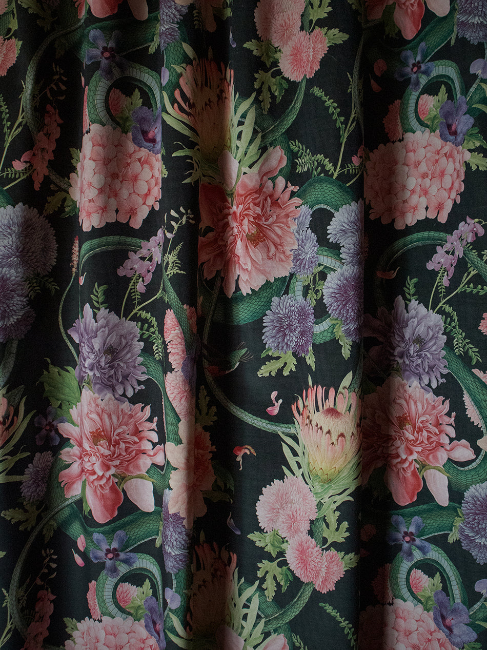 Forbidden Bloom 'Black' Recycled Velvet Sample