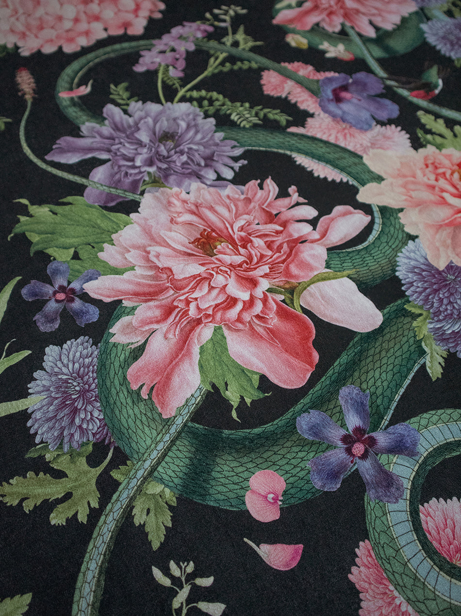 Forbidden Bloom 'Black' Recycled Velvet Sample