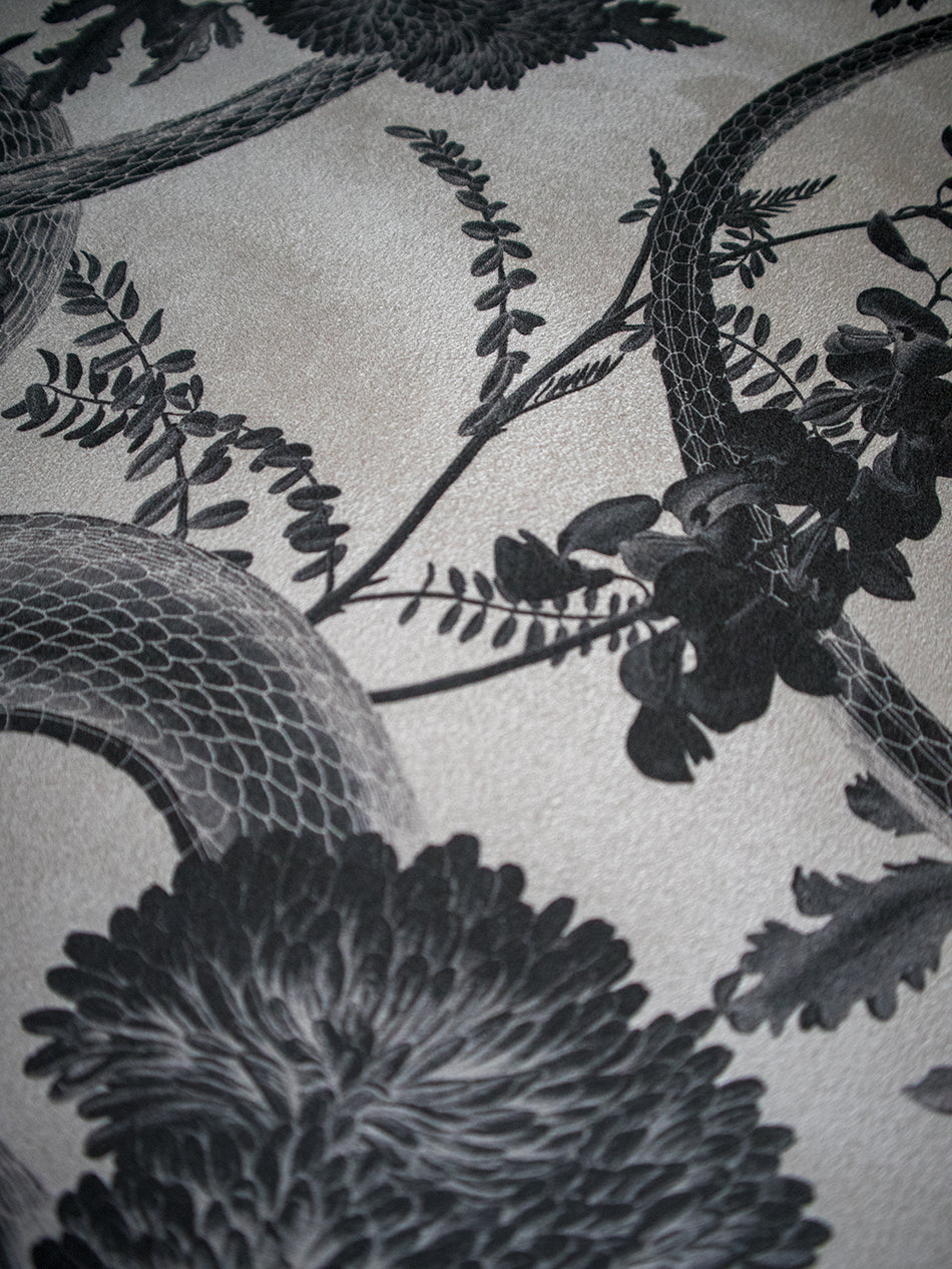 Forbidden Bloom 'Monochrome' Faux Suede Wallpaper By The Metre