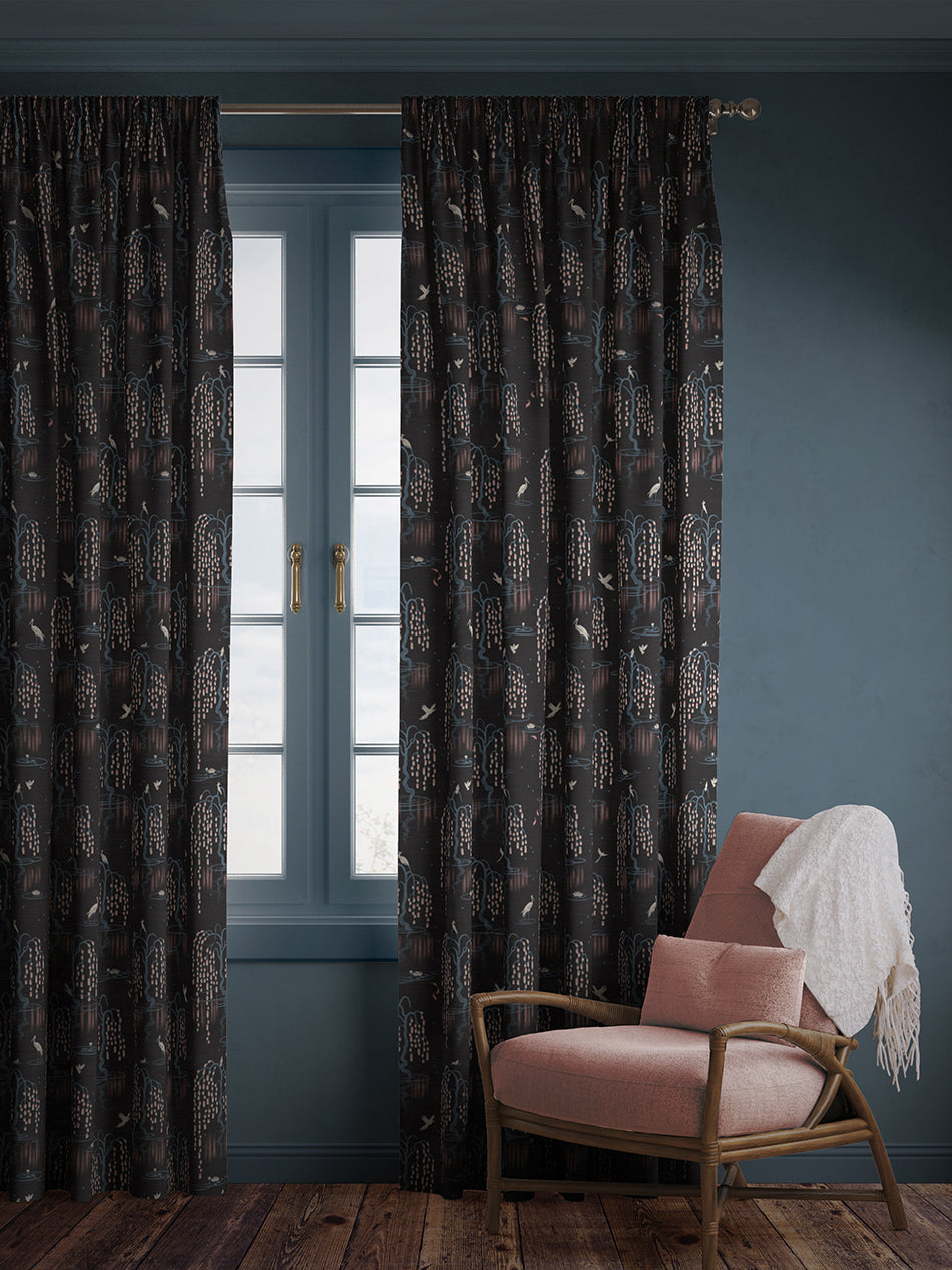 Kyoto Blossom 'Black Cherry' Linen Sample
