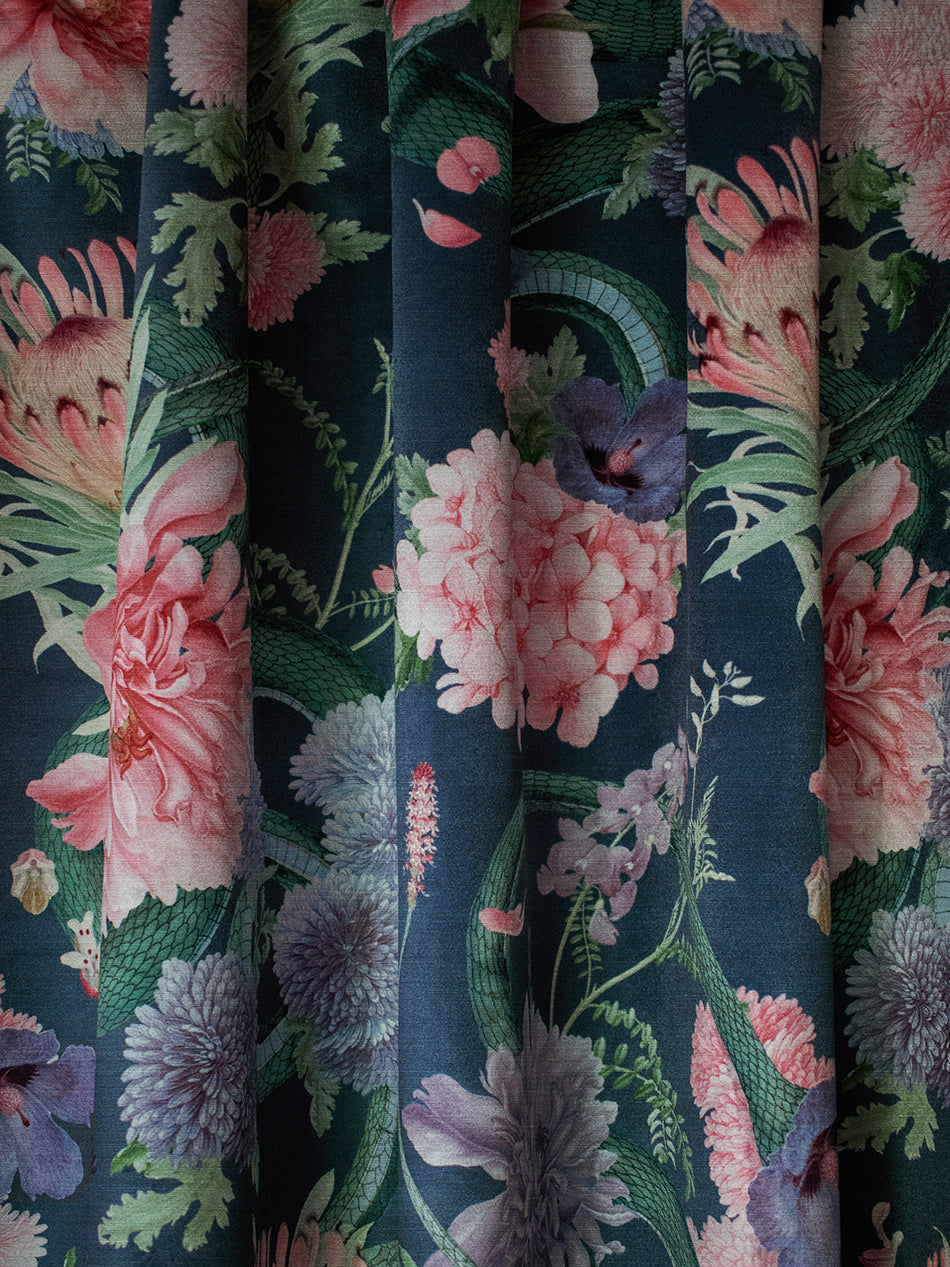 Forbidden Bloom 'Deep Blue' Recycled Velvet Sample