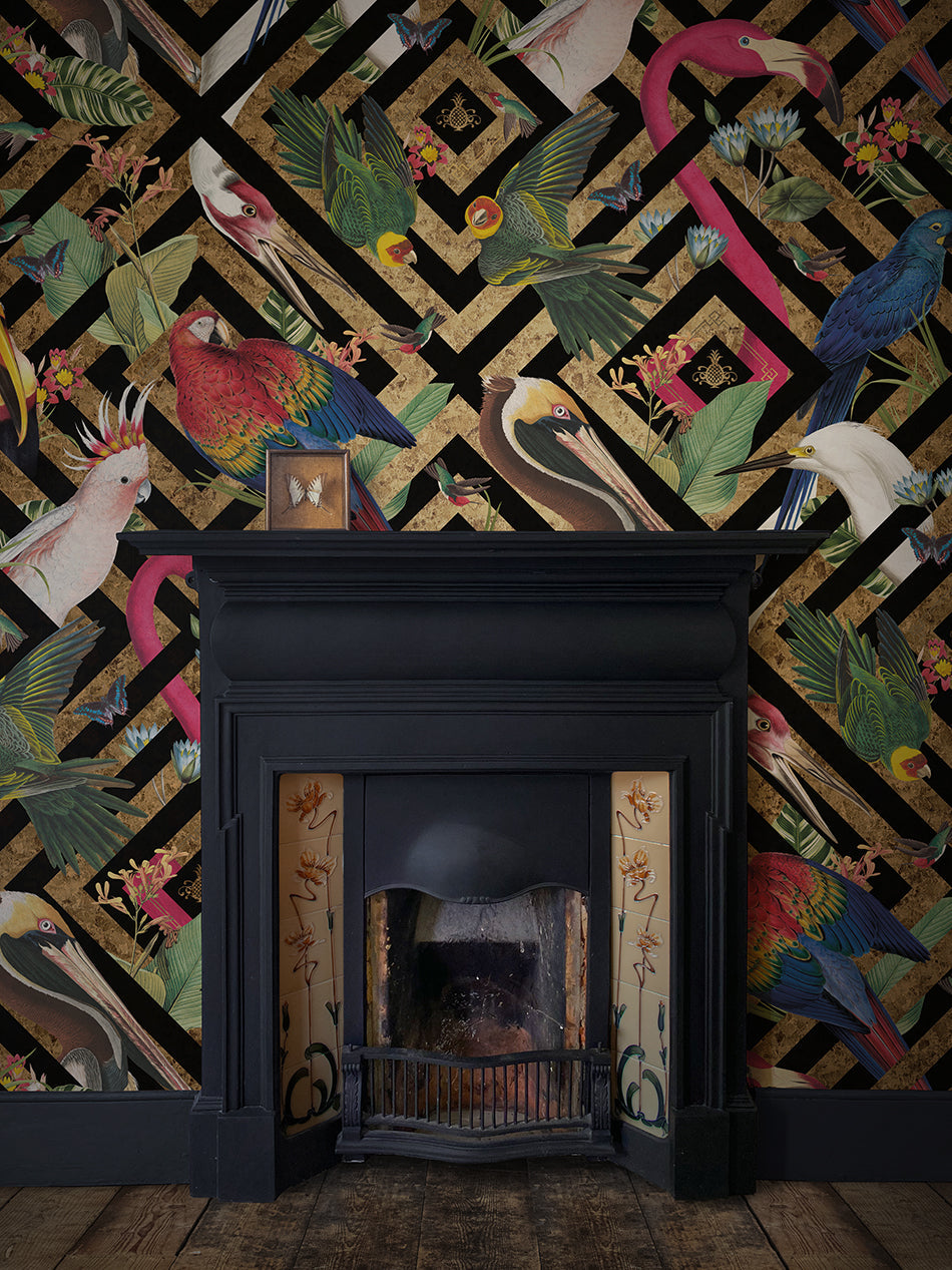 Geometric Aviary Wallpaper Sample