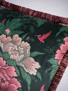 Bloomin' Marvellous 'Blush Green' Fringed Velvet Cushion