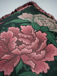 Bloomin' Marvellous 'Blush Green' Fringed Velvet Cushion