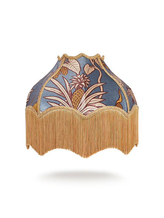 Botanize Heritage 'Whale Blue' Fringed Lampshade