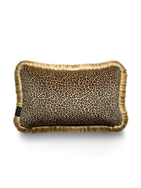 Cat-titude 'Gold' Fringed Rectangle Velvet Cushion