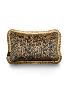 Cat-titude 'Gold' Fringed Rectangle Velvet Cushion