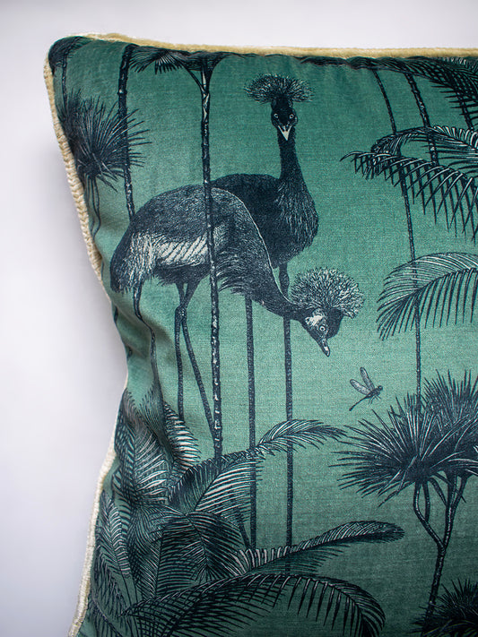 Crane Fonda 'Jade Green' Velvet Cushion