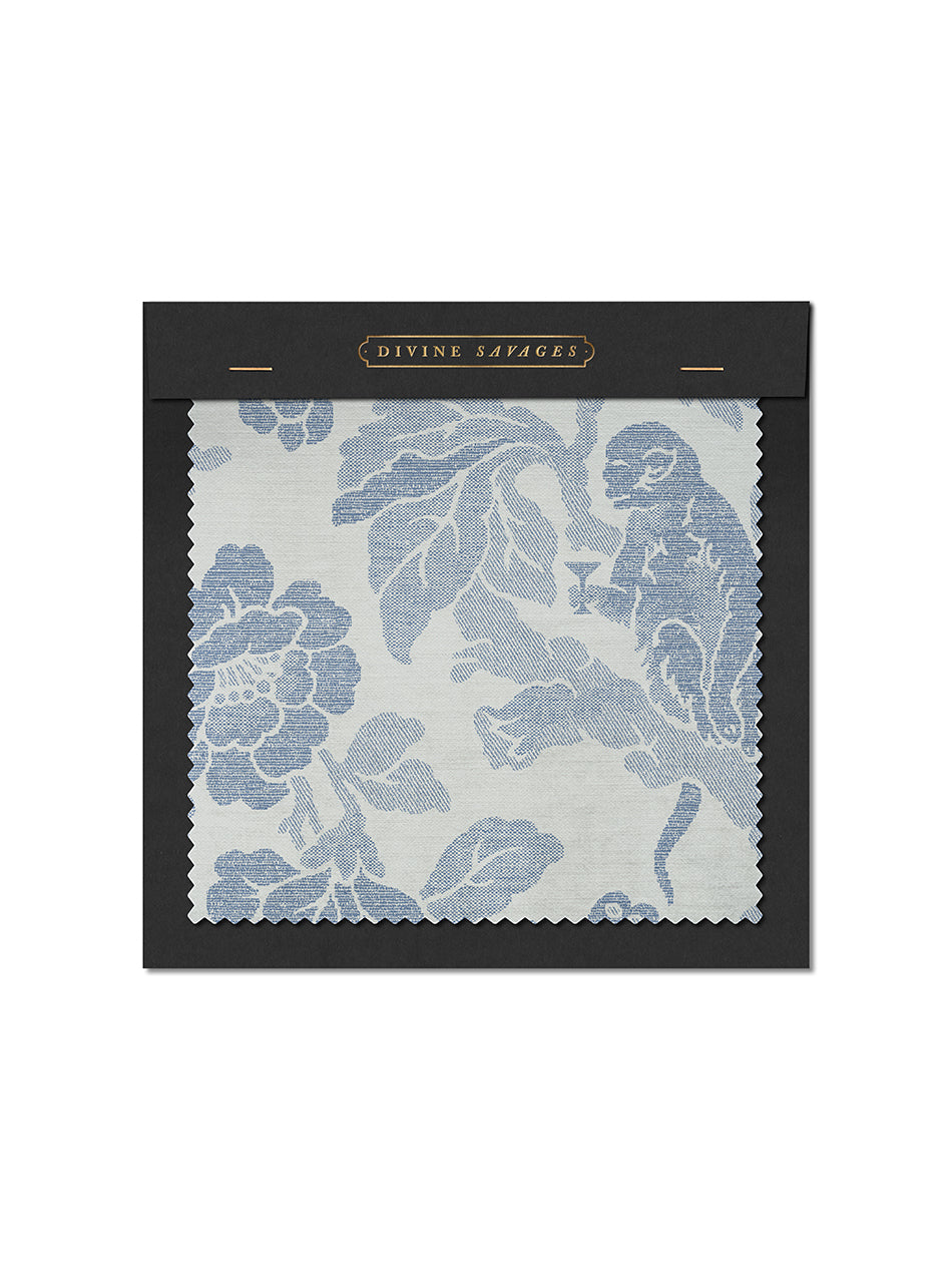 Drunken Monkey 'China Blue' Recycled Velvet Sample