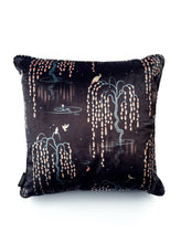 Load image into Gallery viewer, Sample Sale: Kyoto Blossom &#39;Black Cherry&#39; Velvet Cushion