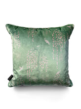 Load image into Gallery viewer, Sample Sale: Kyoto Blossom &#39;Willow Green&#39; Velvet Cushion