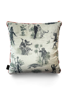 Sample Sale: Safari Soiree 'Forest Mist' Pink Piped Square Cushion