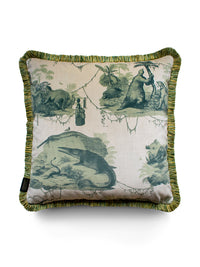 Extinctopia 'Galapagos Green' Fringed Velvet Cushion