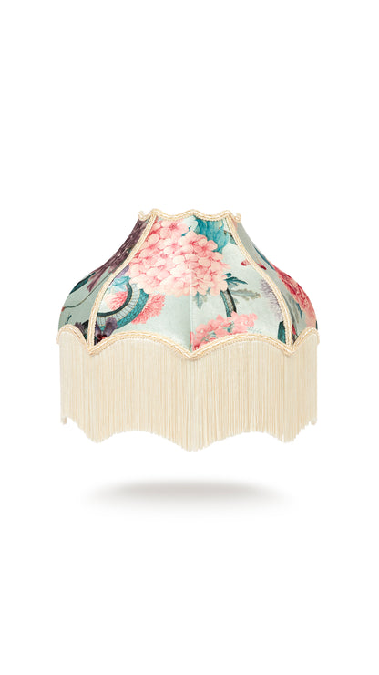 Sample Sale: Forbidden Bloom Peppermint 16" Fringed Lampshade