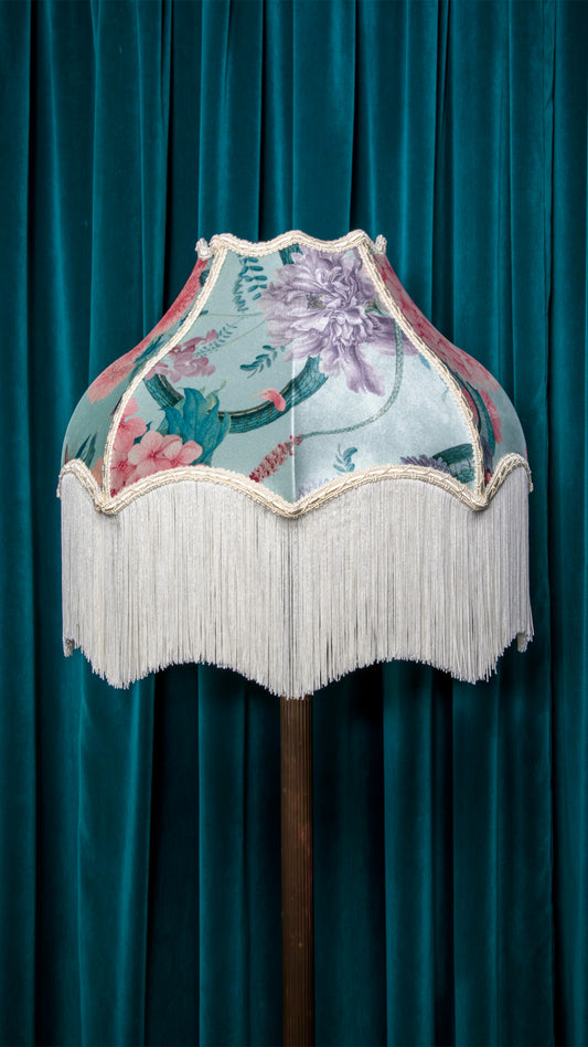 Sample Sale: Forbidden Bloom Peppermint 16" Fringed Lampshade