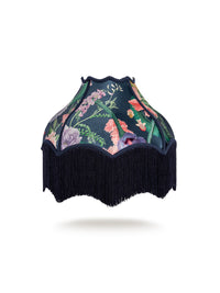 Forbidden Bloom 'Deep Blue' Fringed Lampshade