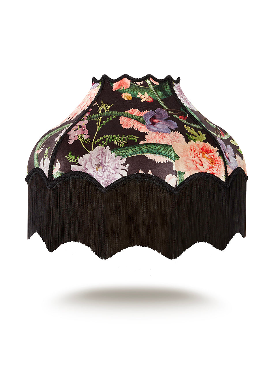 Forbidden Bloom 'Black' Fringed Lampshade